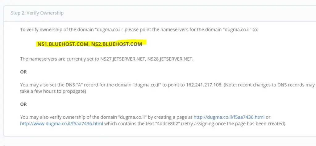 assign domain bluehost