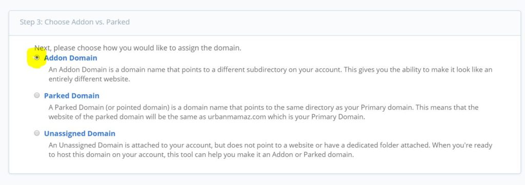 assign domain bluehost