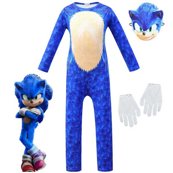 Kids-Cosplay-Sonic-The-Hedgehog-Boys-Jumpsuit+Mask+Gloves-Fancy-Dress-Costume