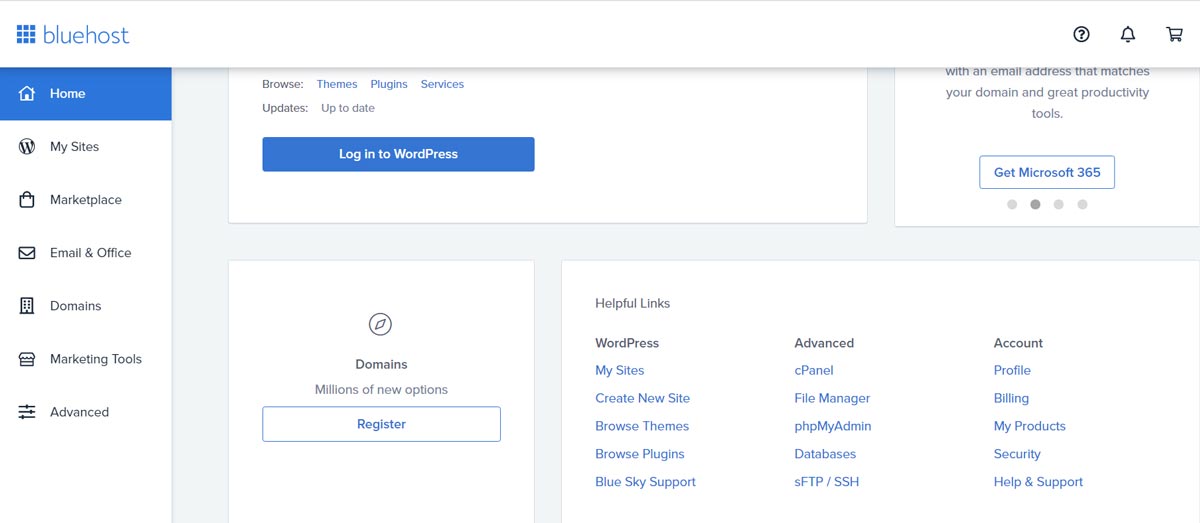 Bluehost-dashboard