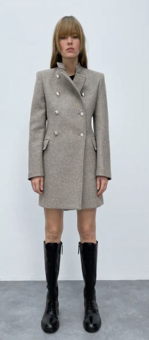 grey zara coat women