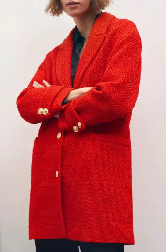 retro red zara coat women
